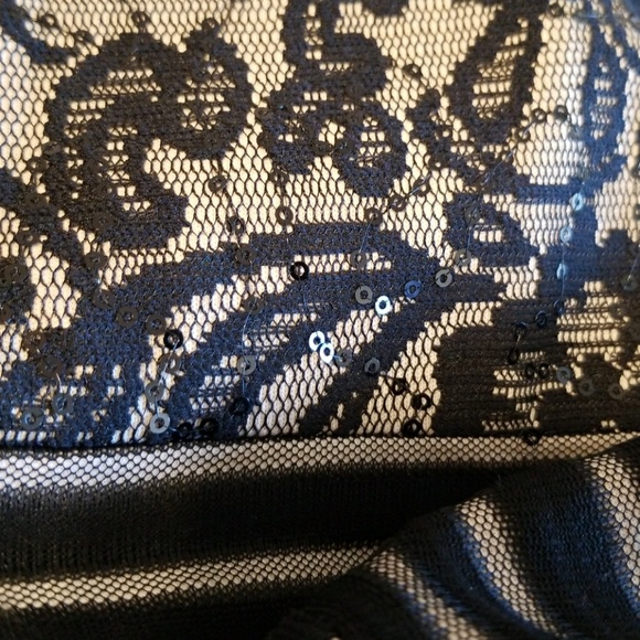 Black Lace Nude Illusion Midi Dress 16 NWT - Picture 4 of 7